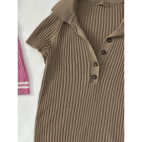 Brandy Melville John Galt Brown Full Tilt Pink Crewneck Sweater Crop Small OS - Picture 3 of 8